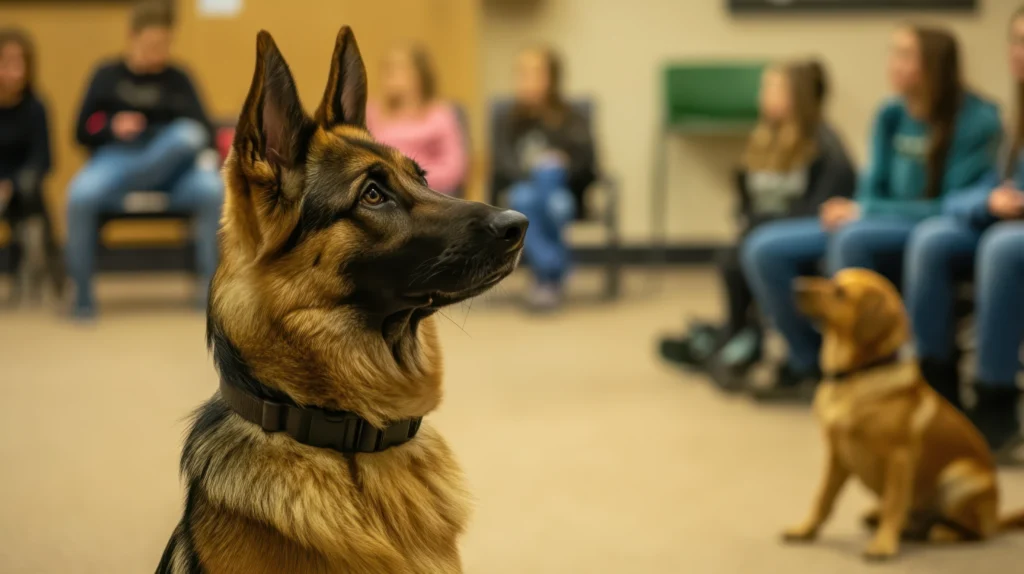Attentive German Shepherd dog during training in Off Leash K9 in Nashville.
